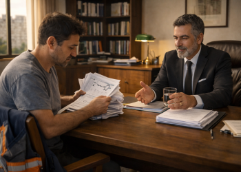 נפגע תאונת עבודה מתייעץ עם עורך דין